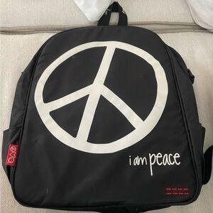 Peace Love World Black Backpack with Peace Sign